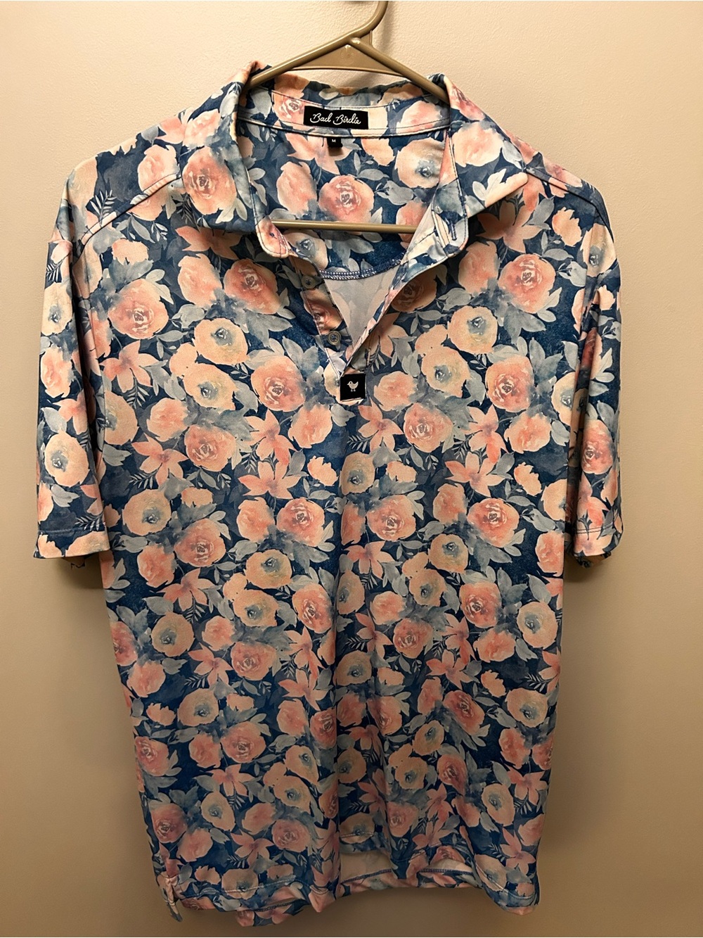 Bad birdie Men’s Blue & Pink Floral Polo Shirt